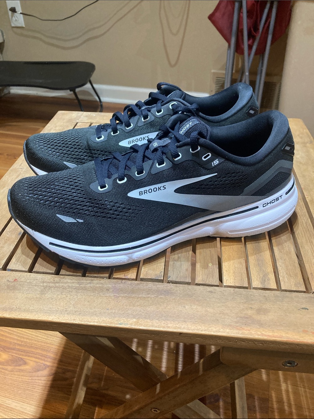 Brooks Ghost 15 Men's Running Shoes Size 10.5 Black White Neutral Cushion